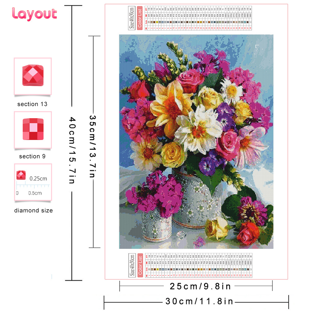 Full Diamond Mosaic Flower 5D  - Resin Art Wall ulasan dan harga