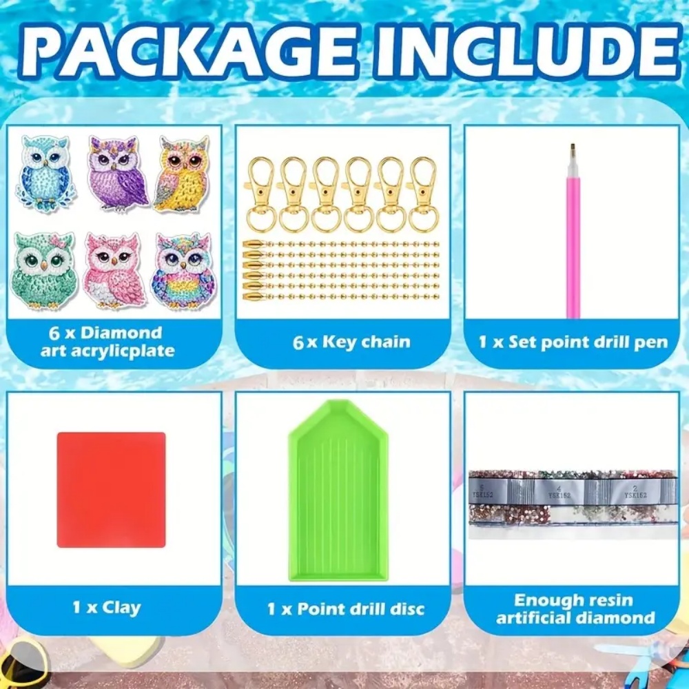 6-piece/set DIY Diamond Keycha - Resin Art Diy ulasan dan harga