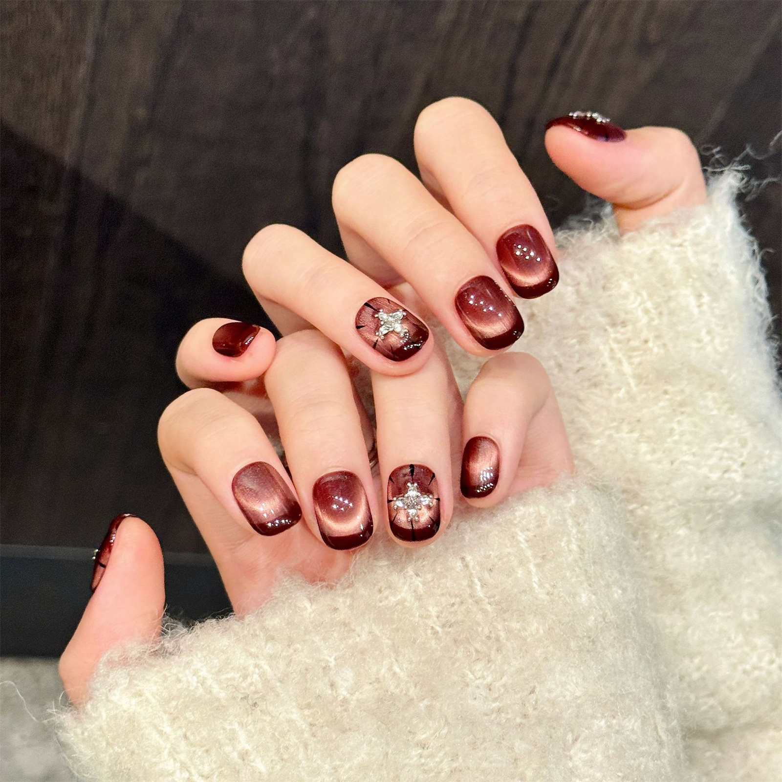 10pcs Wine-red Cat's Eye Press - Resin Art Glitter ulasan dan harga