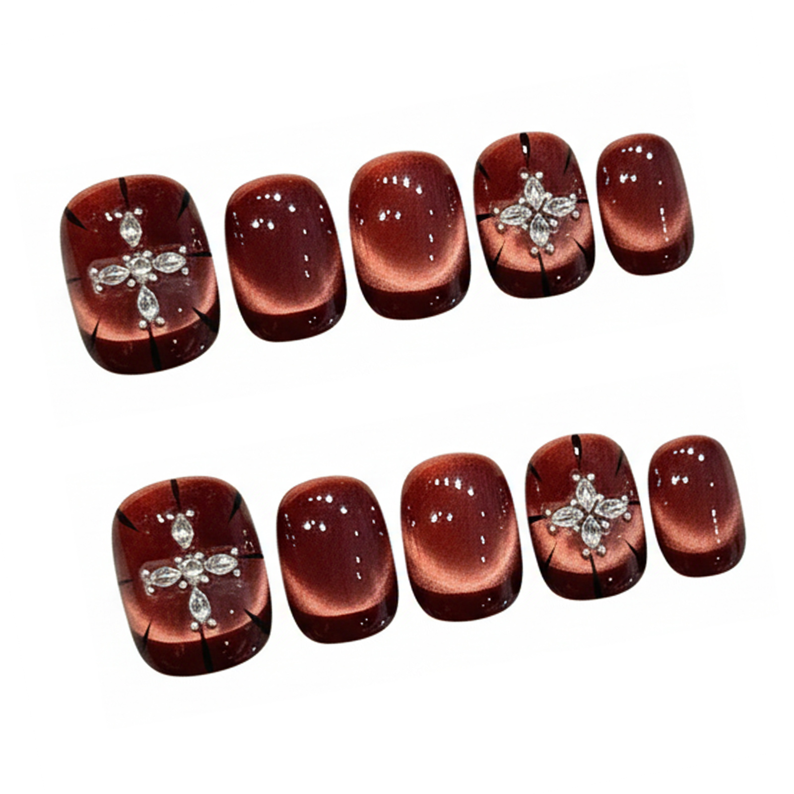 10pcs Wine-red Cat's Eye Press - Resin Art Glitter ulasan dan harga
