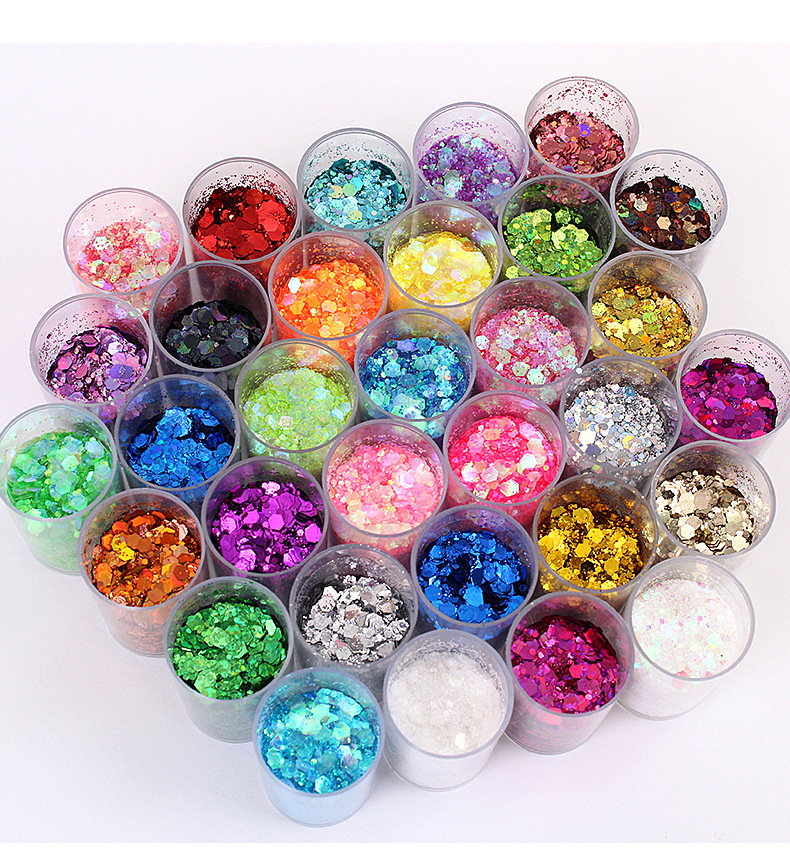 32/24/20Pcs Holographic Nail G - Pearl Powder Resin ulasan dan harga