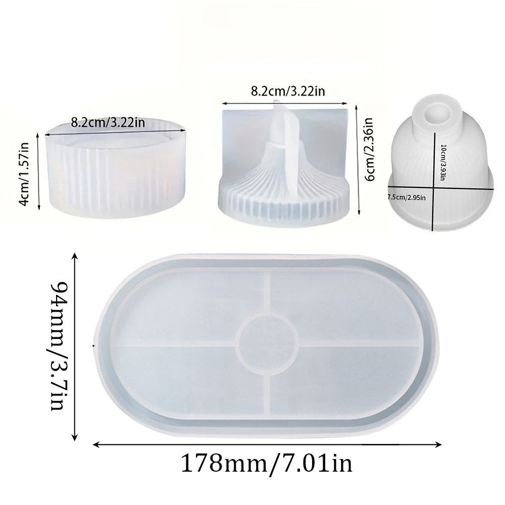 4pcs Silicone Molds Oval Tray  - Resin Art Tray ulasan dan harga