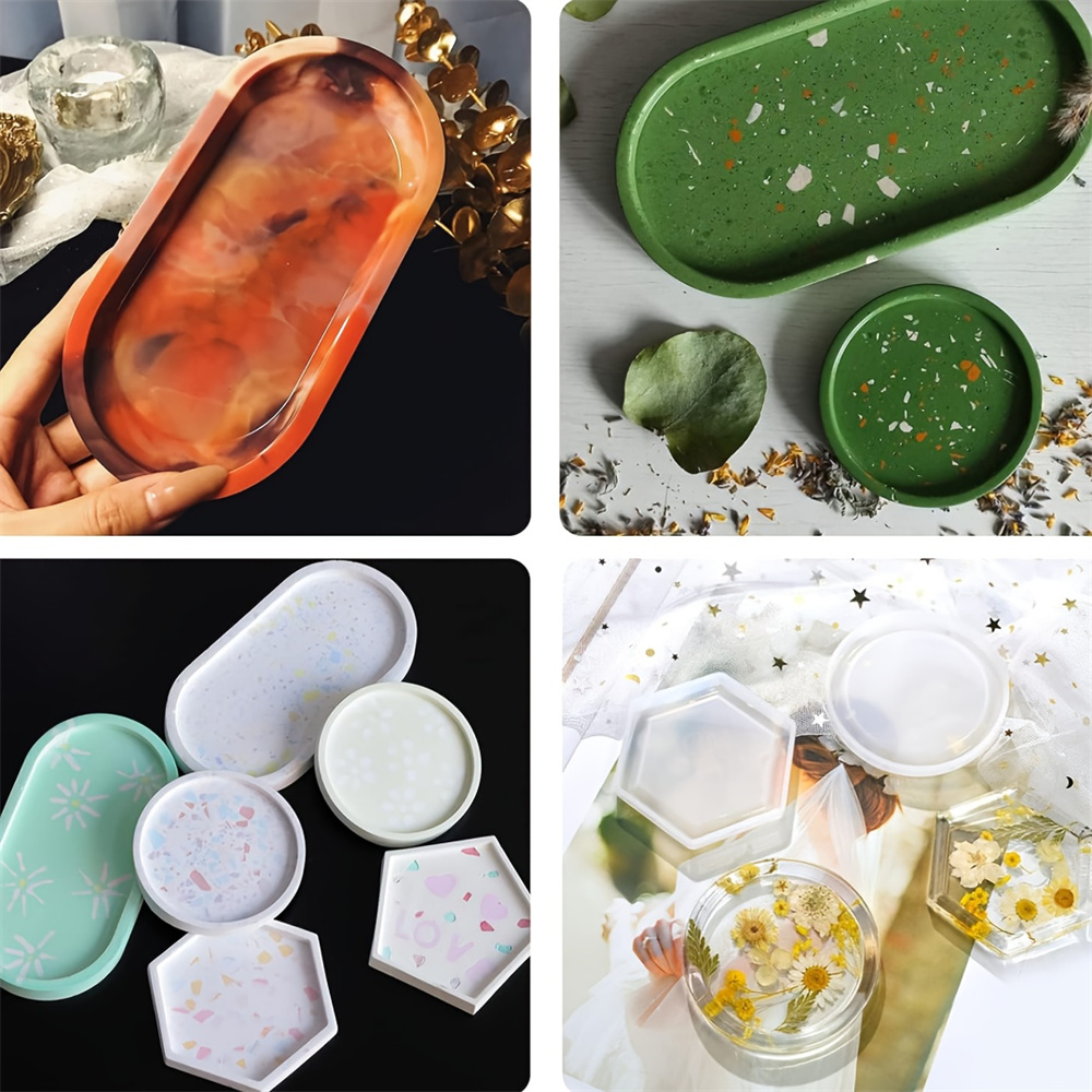 4pcs/Set Storage Tray Coaster  - Resin Art Tray ulasan dan harga