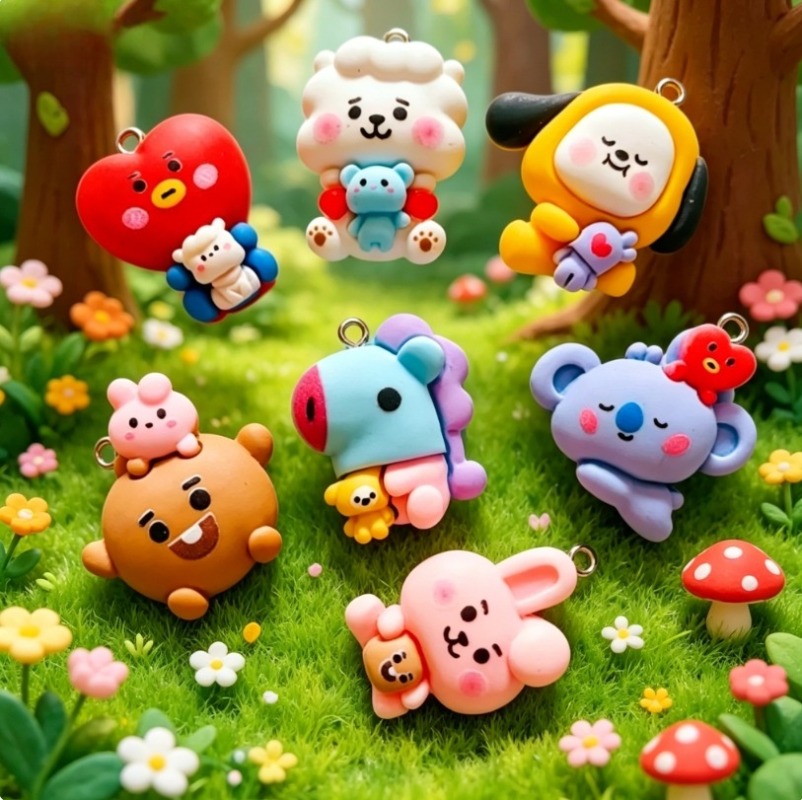 7pcs BT21 Resin Cartoon Charm  - Resin Art Box ulasan dan harga