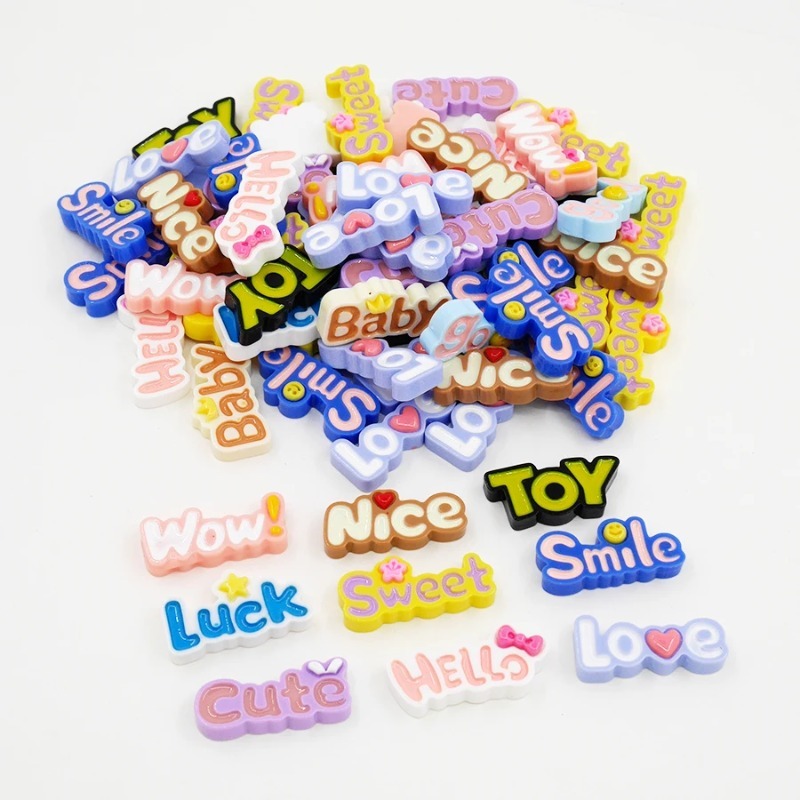 10Pcs Cute Flat Back Wow Luck  - Resin Art Phone Case ulasan dan harga