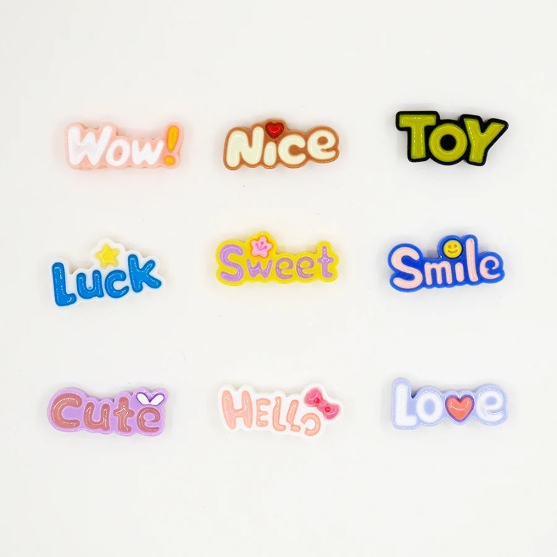 10Pcs Cute Flat Back Wow Luck  - Resin Art Phone Case ulasan dan harga