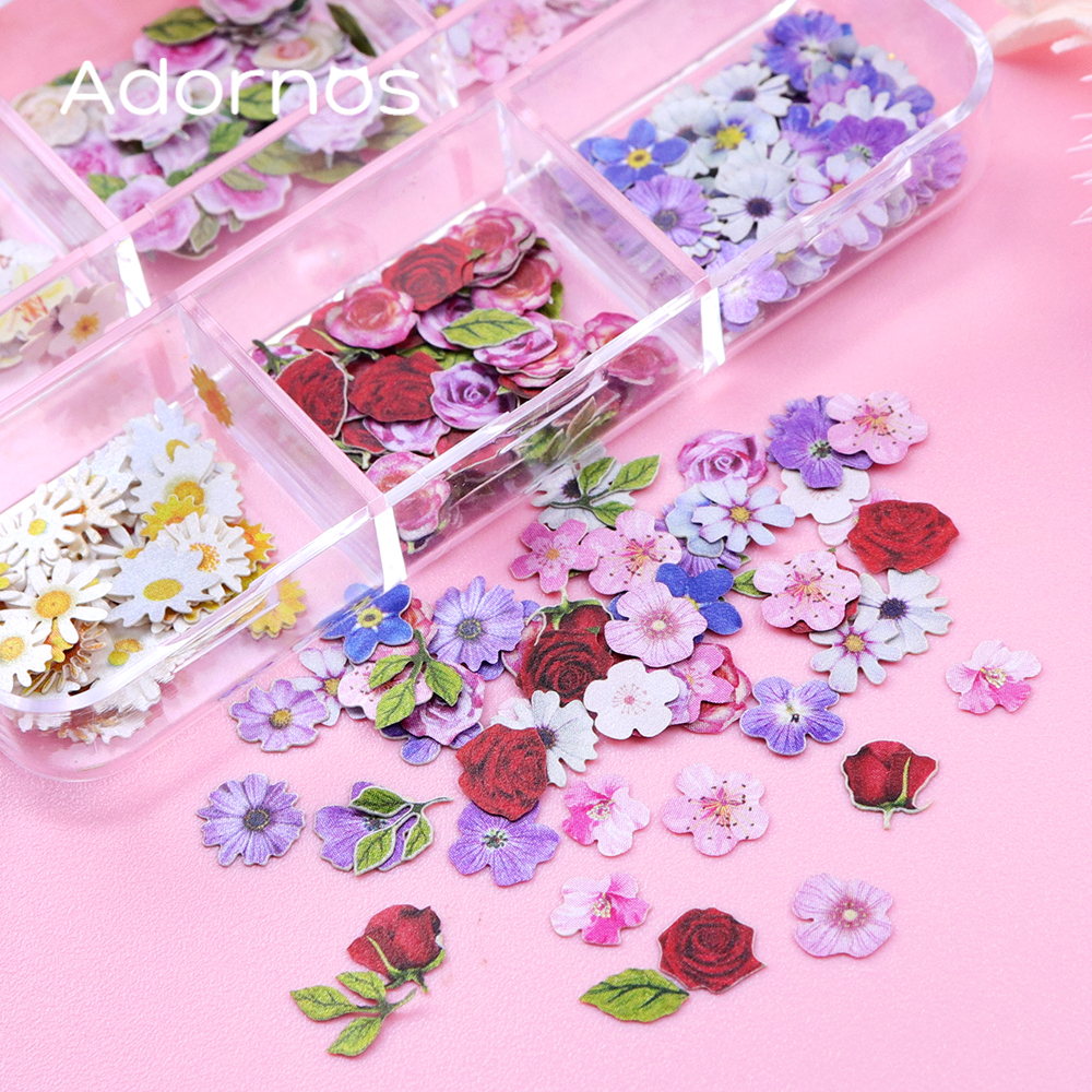 6 Grids Flowers Wood Pulp Chip - Resin Art Rose ulasan dan harga