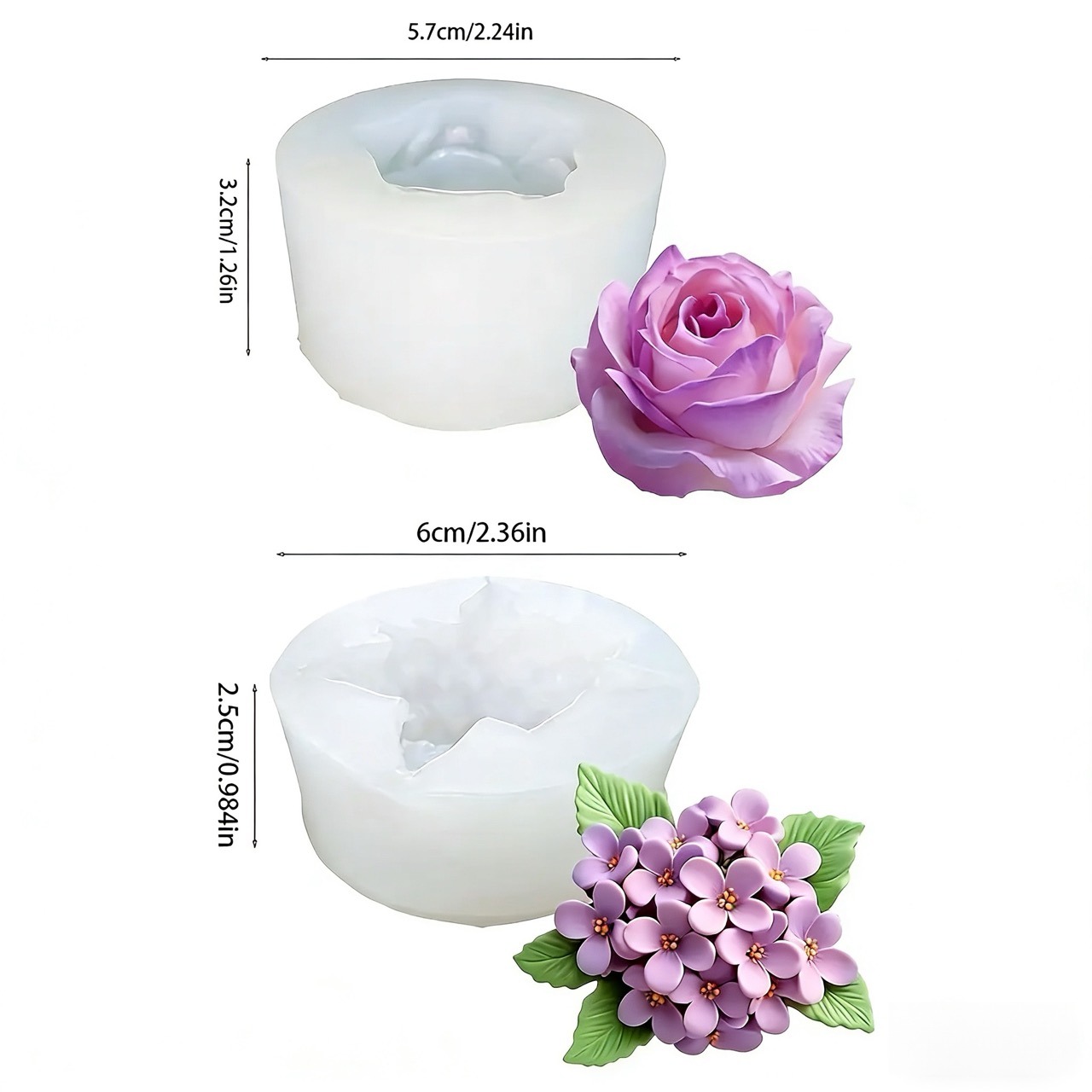 2-Piece 3D Rose and Lilac Sili - Resin Art Wedding Gift ulasan dan harga