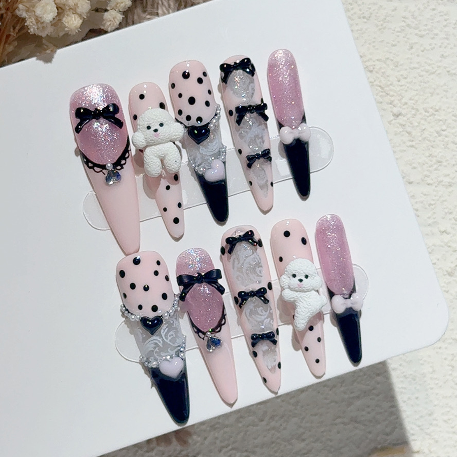 10PCS Black Lace Polka Dot Bal - Resin Art Diy ulasan dan harga
