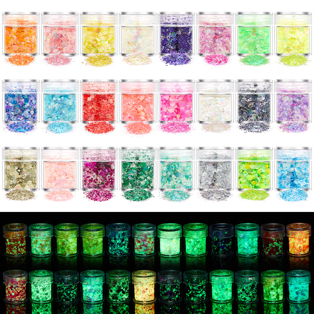 24 Colors Luminous Sequins Glo - Resin Art Glitter ulasan dan harga