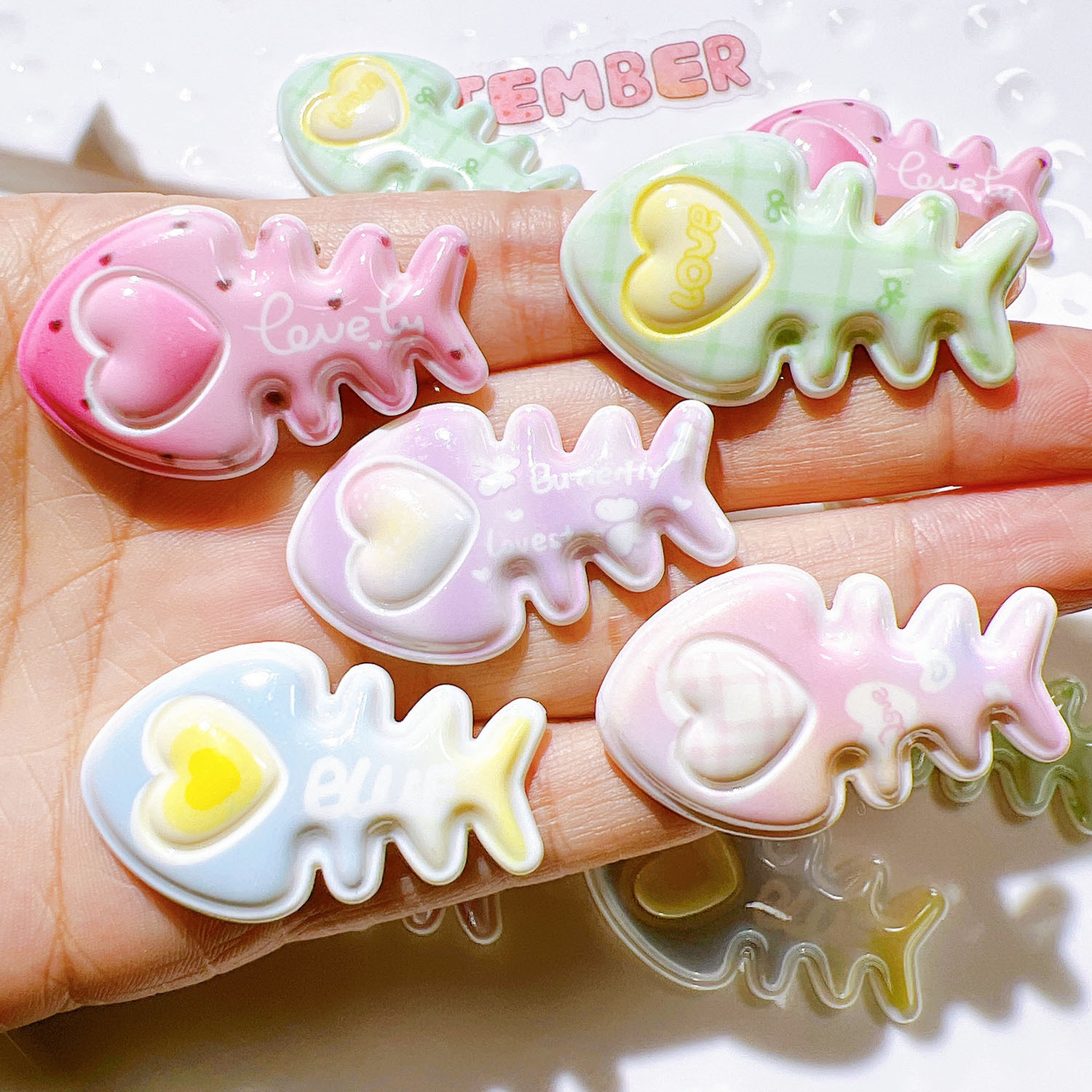 20Pcs Acrylic Fish Bones Plana - Resin Art Phone Case ulasan dan harga