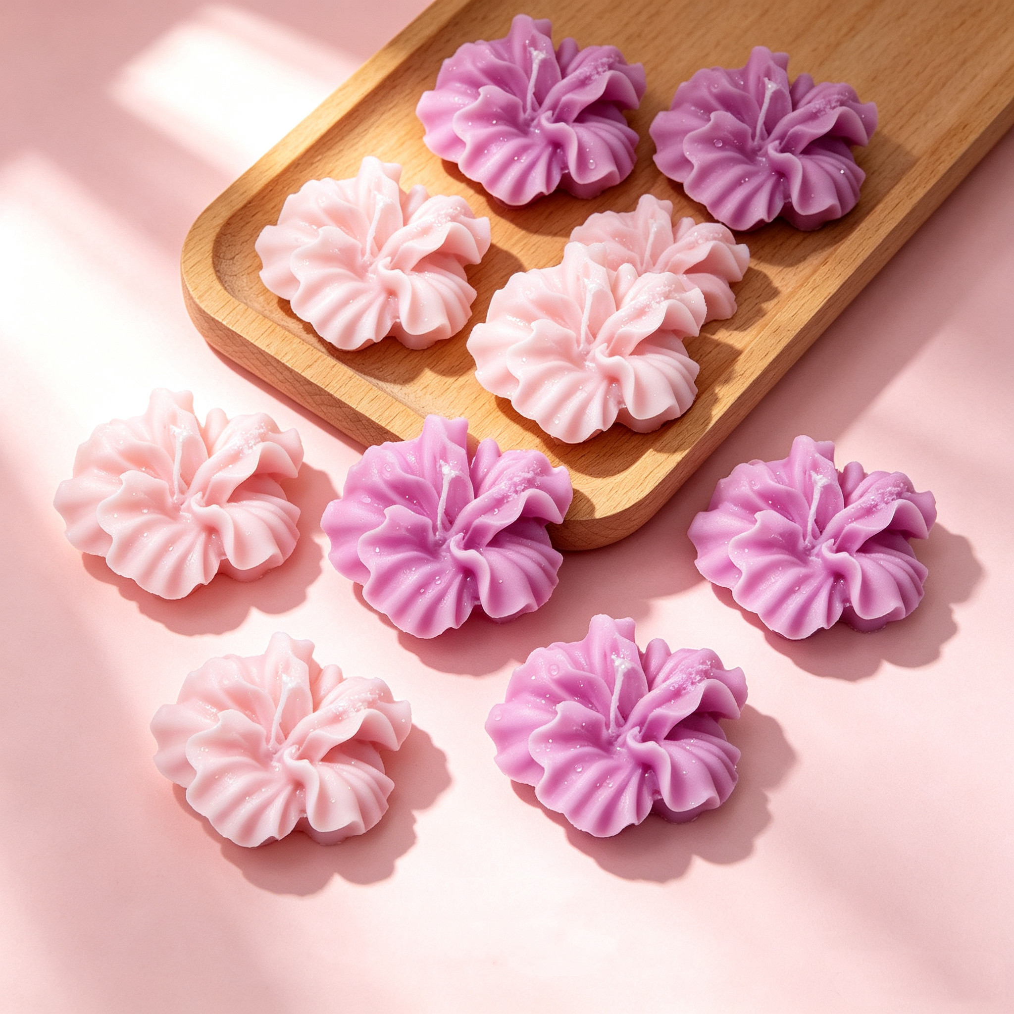 2pcs Hibiscus Flower Candle Mo - Resin Art Clay ulasan dan harga