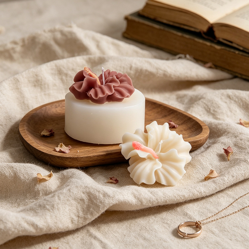 2pcs Hibiscus Flower Candle Mo - Resin Art Clay ulasan dan harga