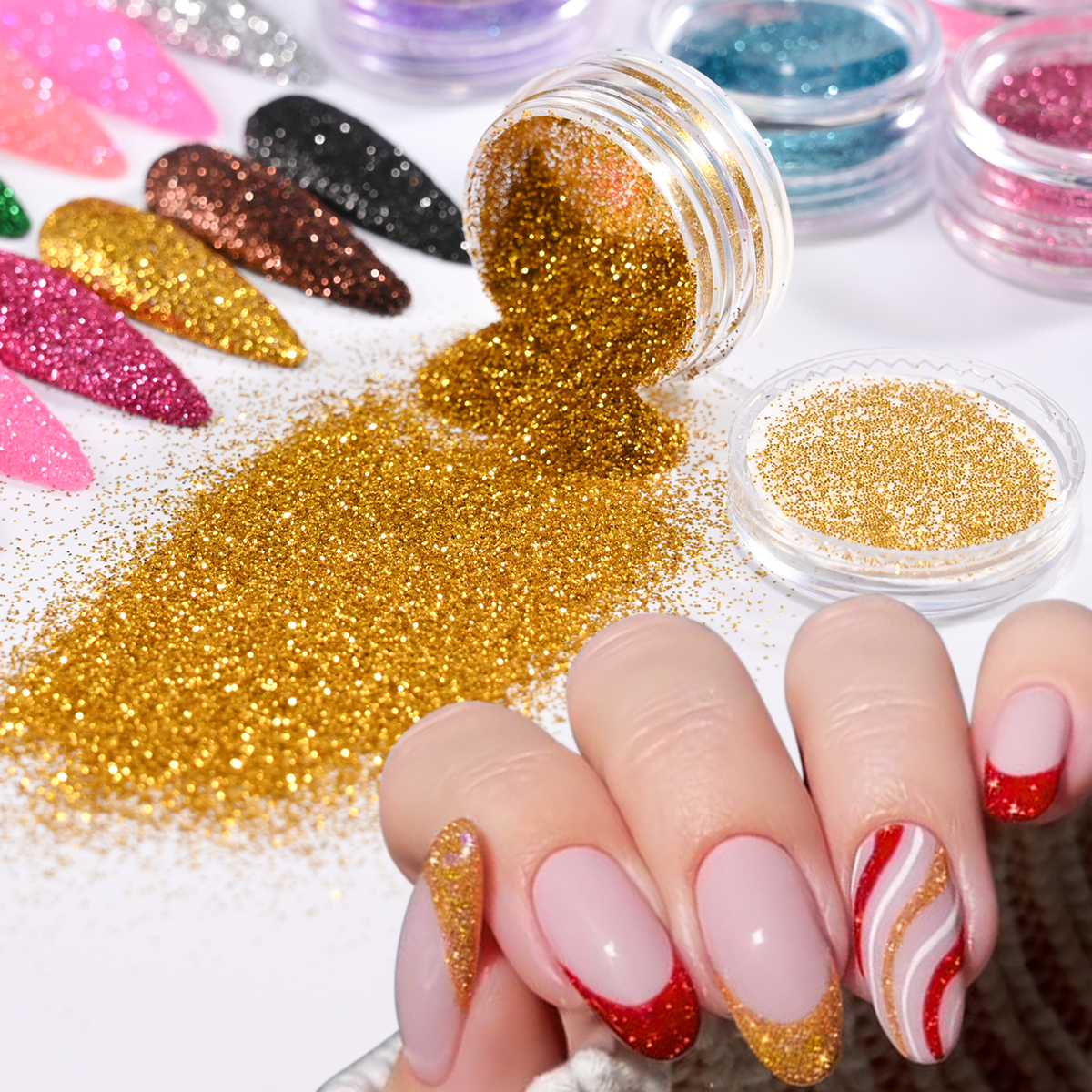 24Colors/Set Holographic Nail  - Pearl Powder Resin ulasan dan harga